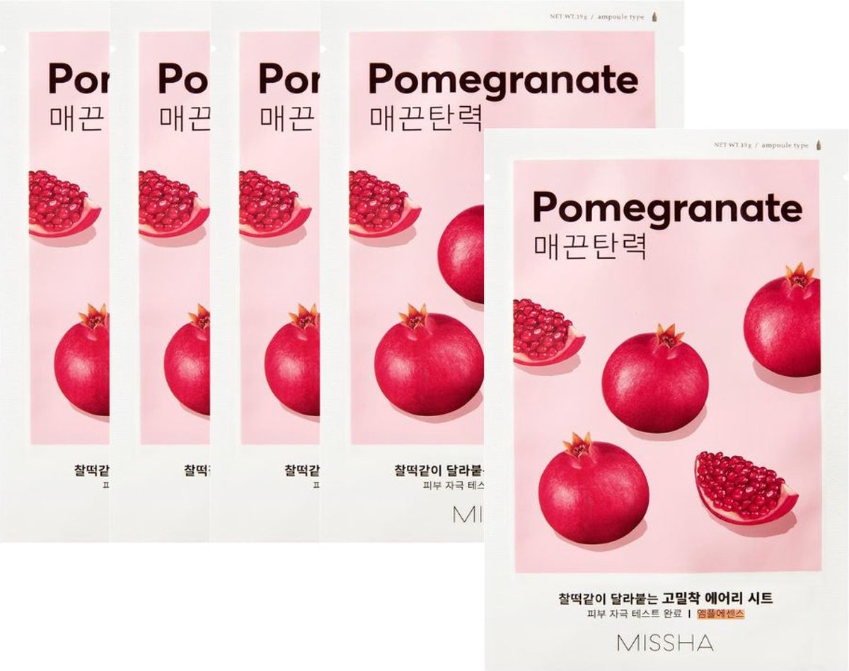MISSHA Airy Fit Sheet Mask (Pomegranate) 5 PACK - Korean Skincare
