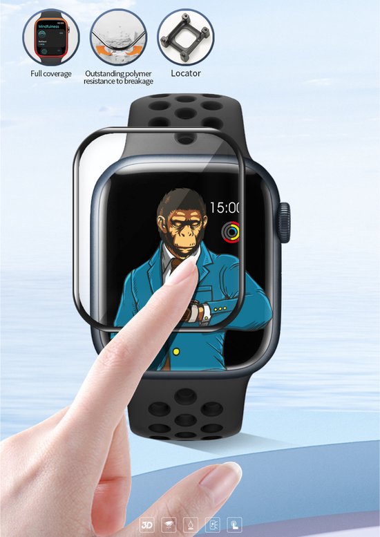 Protecteur d'écran BLUEO 45 mm Apple Watch S7 / S8 - Protection en Glas - Avec Kit d'installation
