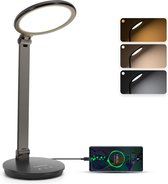 Aigostar 10ZIL - Lampe de bureau LED dimmable - Touch Control - Recharge USB - Ajustable - Liseuse - Veilleuse - 8W - Zwart