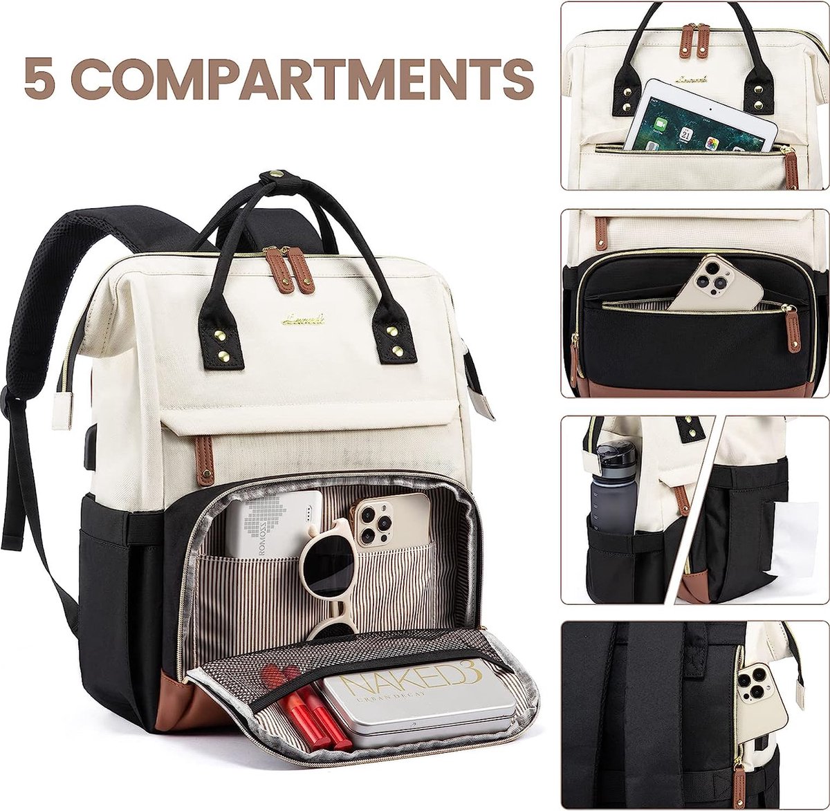 LOVEVOOK Laptop Rucksack für Reisen, mit USB, wasserdicht und Diebstahlschutz LOVEVOOK Laptop Rucksack für Reisen, mit USB, wasserdicht und Diebstahlschutz