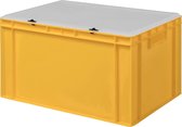 Design Eurobox Stapelbox, opslagcontainer, kunststof doos in 5 kleuren en 16 maten, met transparant deksel (mat) (geel, 60 x 40 x 33 cm)