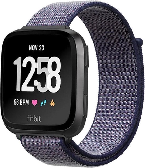 Shop4 Fitbit Versa Lite - Nylon Grijs Violet
