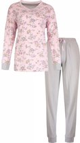 Tenderness Dames Pyjama Set - Bloemetjes print - 100% Gekamde Katoen - Roze - Maat M