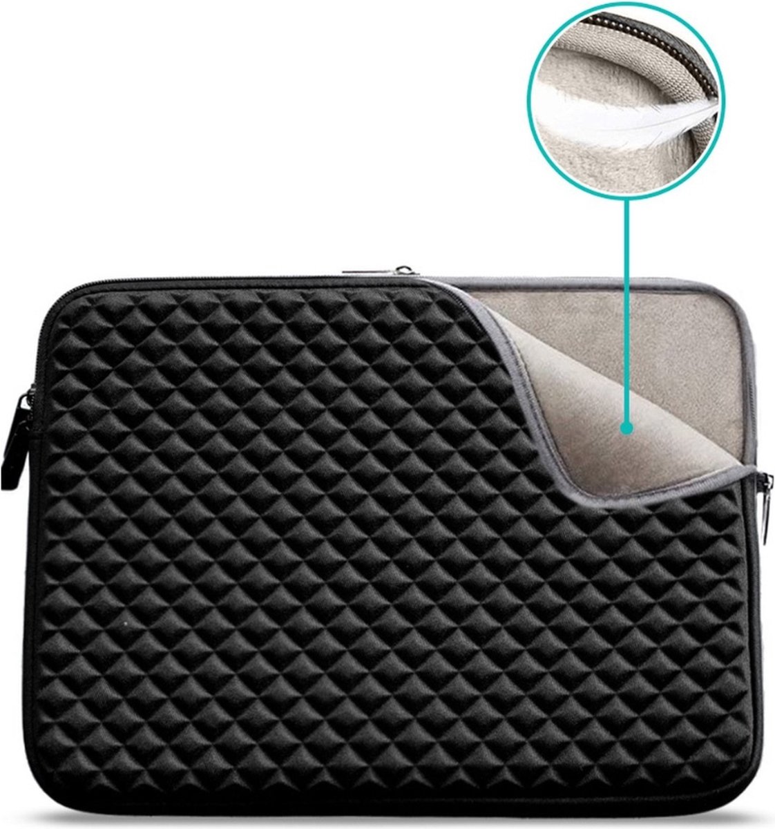 Laptop Sleeve 13 inch - Diamant Look - Stijlvolle Bescherming van Topkwaliteit unisex zwart