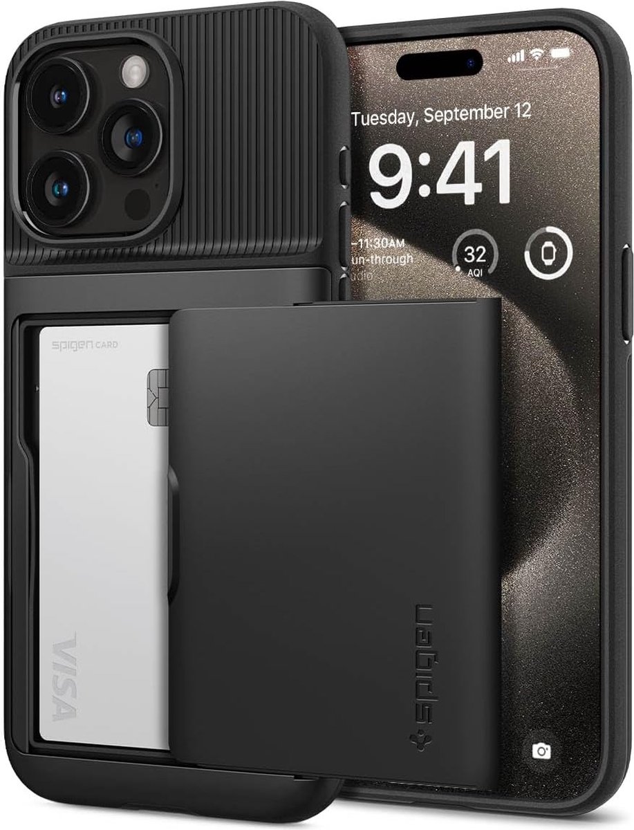 Spigen Geschikt voor Apple iPhone 15 Pro Max - Back Cover - Slim Armor CS hoesje - Zwart
