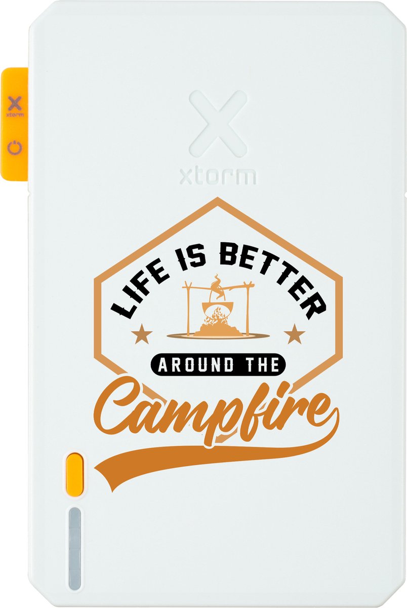 Xtorm Powerbank 5.000mAh Wit - Design - Campfire life - USB-C poort - Lichtgewicht / Reisformaat - Geschikt voor iPhone en Samsung