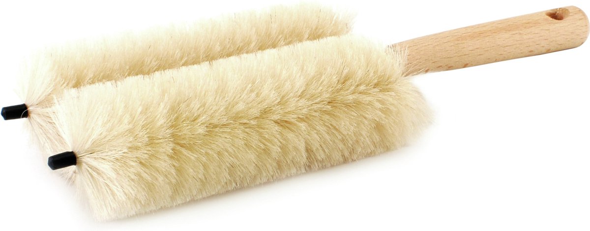Goedkoopste Houten radiatorborstel/verwarming borstel dubbel vorkvorm - Verwarmingsbuizen schoonmaken