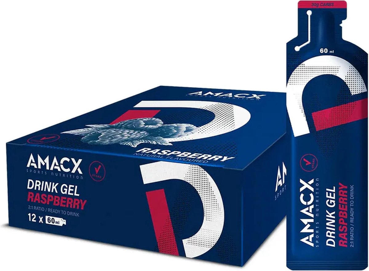 Goedkoopste Amacx Drink Gel - Sportgel - Energy Gel - Energiegel - Raspberry - 12 pack