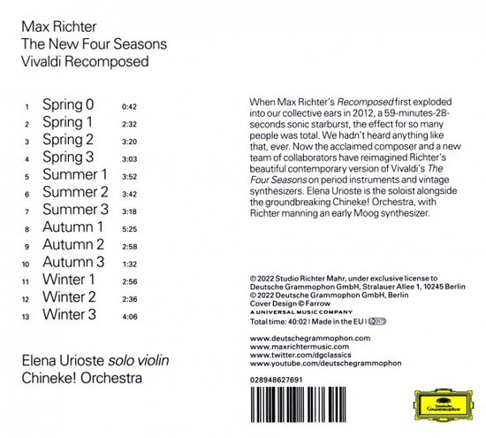 Max Richter, Elena Urioste, Chineke! Orchestra - The New Four Seasons - Vivaldi Recomposed (CD) - Max Richter, Elena Urioste, Chineke! Orchestra