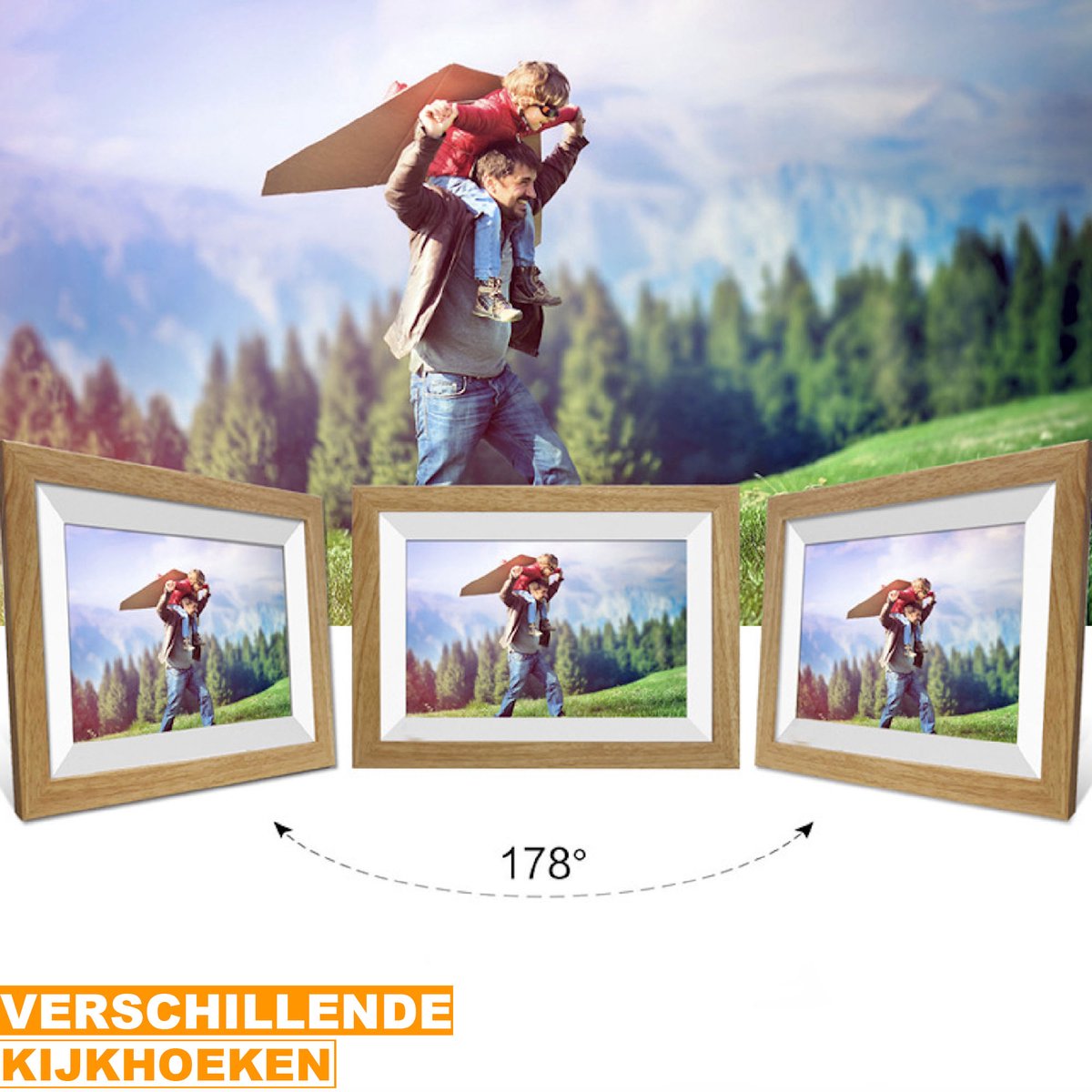 Digitale Fotolijst 10.1 inch - HOUT - afbeelding 2