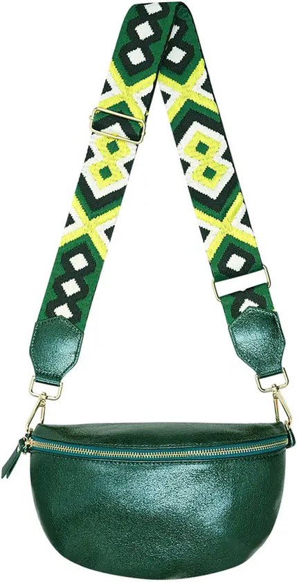 Cross body tas- schoudertas - met gekleurde strap - groen - de trendy tas van nu