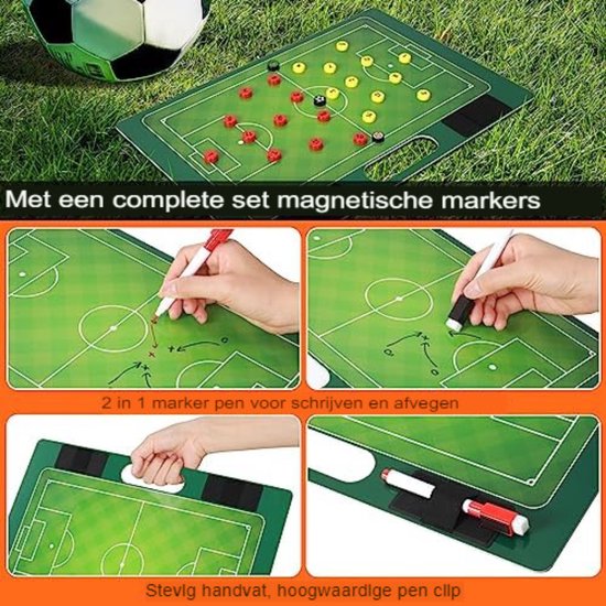 74 x 100 cm - Oprolbaar magnetisch coachbord voetbal
