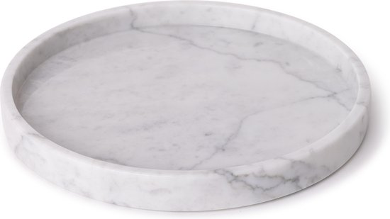 Marbre - plateau avec rebord - marbre blanc - Ø30cm - plateau rond en marbre  - plateau... | bol.com