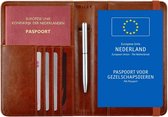 Étui pour passeport pour animaux de compagnie – Double porte-passeport avec Protection anti-écrémage – Marron Cognac