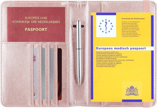 Medisch Paspoort Hoesje - Dubbel Paspoorthouder met Anti Skim Bescherming - Roze