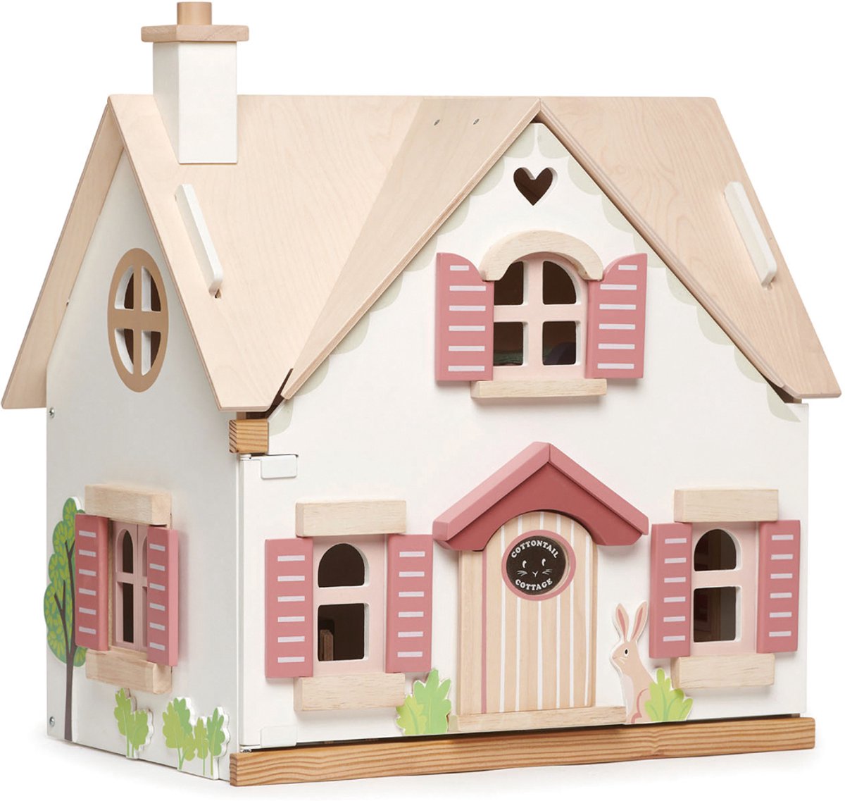 TENDER LEAF Poppenhuis - Cottage Cottontail - 44X33,2X47,5Cm - Met Set Meubels - 3 Jaar