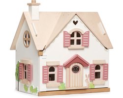 TENDER LEAF Poppenhuis - Cottage Cottontail - 44X33,2X47,5Cm - Met Set Meubels - 3 Jaar