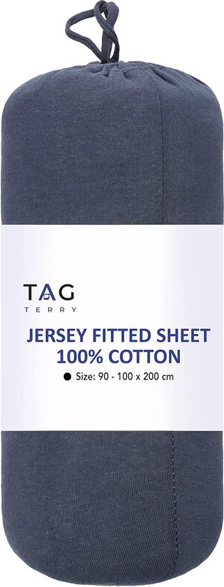Enkele verpakking hoeslakens 90x200cm, tot 40cm matrashoogte - 100% katoen 145g/m², zachte jersey, rekbaar en ademend, hoeslaken (blauw)