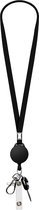 Porte-badges - porte-pass noir - extensible jusqu'à 50 cm. - Rotatif à 360° - Dragonne - Porte-forfait de ski - Porte-pass médical
