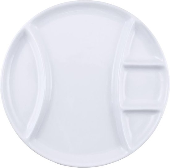 Assiette ronde en porcelaine avec compartiments