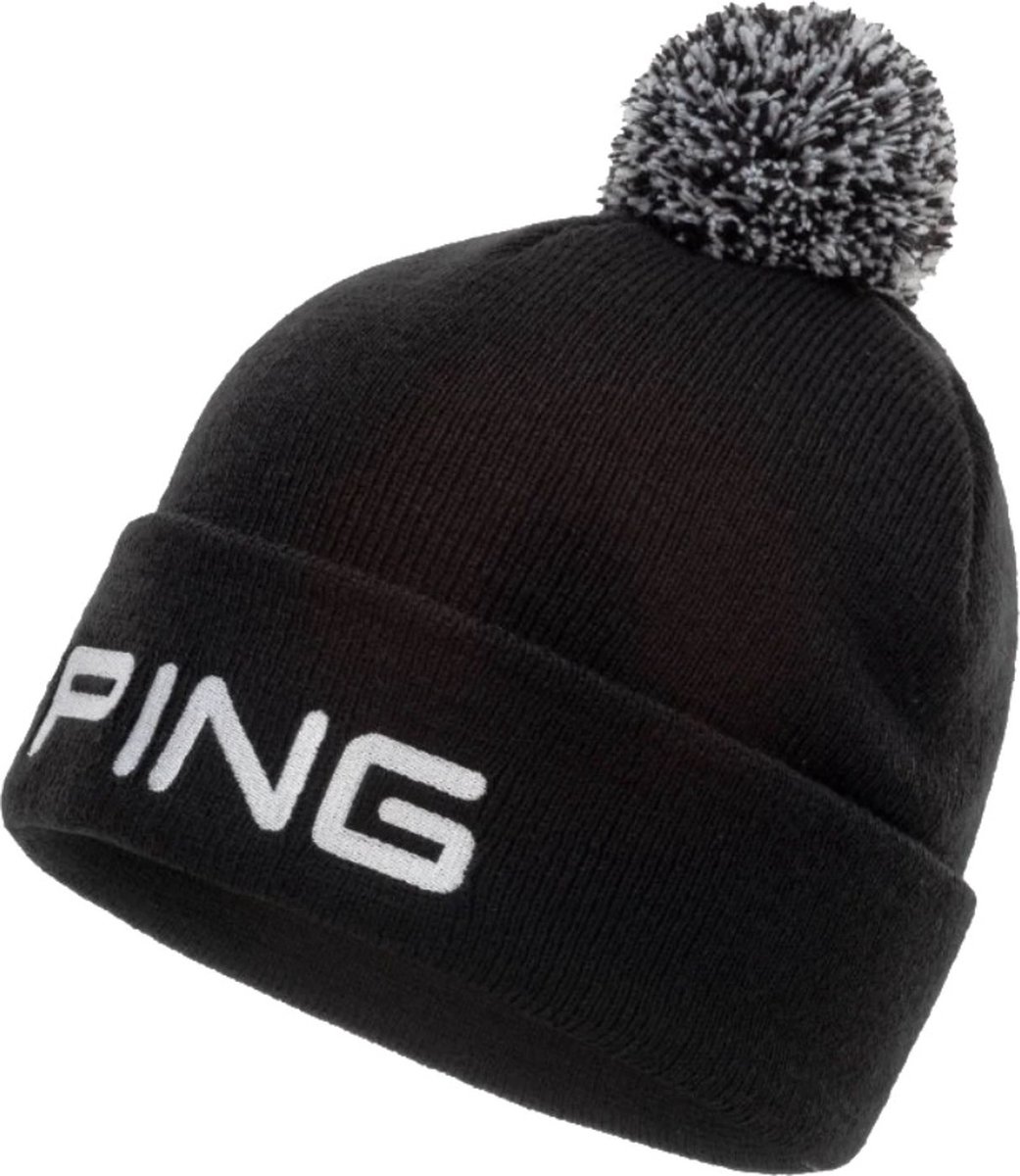 Ping Pom Pom Beanie - Zwart - One Size