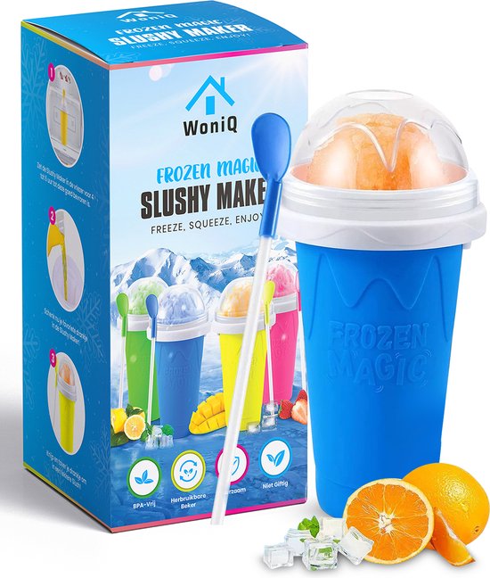 WoniQ Slushy Maker - Slush Puppy Maker - IJscrusher - Slush Puppy Beker - Slushy Puppy Maker - Alternatief op Slush Puppy Machine - Slush Maker - Slushy Cup - Blauw