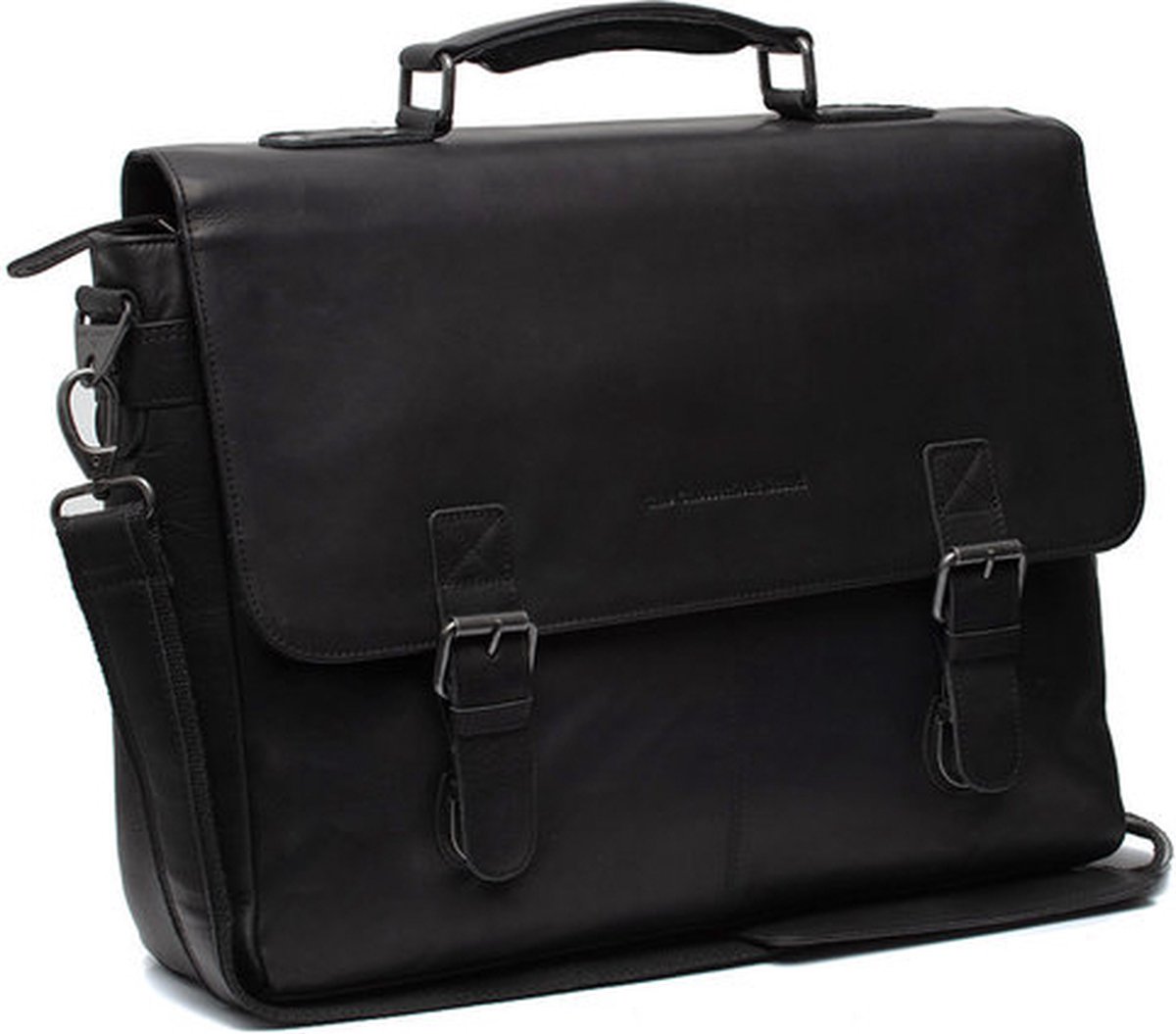 Leren Laptoptas Cognac Belfast - Zwart