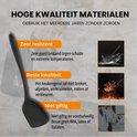 Zwarte spatel gemaakt van hoogwaardig siliconen, bestand tegen hitte en vlekken.