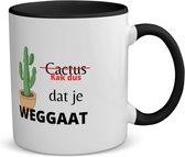 Akyol - kak dus dat je weg gaat koffiemok - theemok - zwart - Quotes - iemand die ontslag neemt - cactus - collega's - werknemers - verjaardagscadeau - verjaardag - cadeau - afscheidscadeau - geschenk - leuke cadeau - kado - gift - 350 ML inhoud