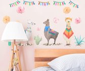 Muursticker Alpaca - lama's | Kleurrijke Muur Sticker | Raamsticker | Kinderkamer | Jongens - meisjes | Verwijderbaar - zelfklevend plakfolie | Huis inrichting | Stickerkamer®