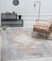 Vloerkleed vintage 120x170 cm - Wasbaar - voor binnen - laagpolig - katoenen ondertapijt - Oosterse stijl - ZEN tapijt by The Carpet