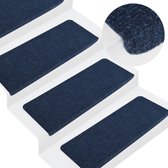 The Living Store Trapmatten - Naaldvilt - Blauw - 65x24.5x3.5cm - Set van 15