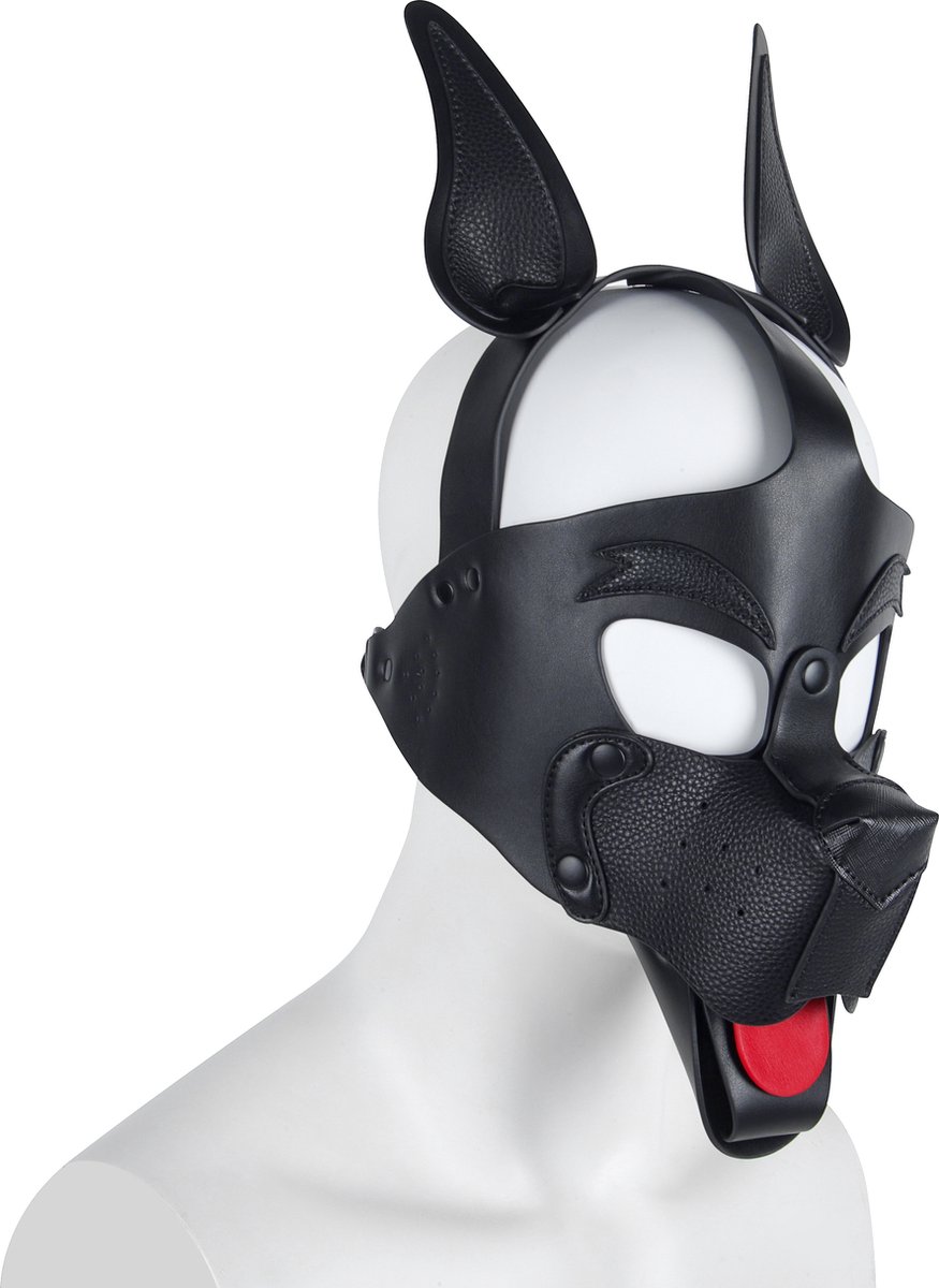 Goedkoopste Banoch | Masker Doggy pointy | zwart imitatie leer | Bondage | Puppy Play