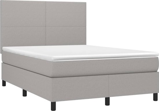 vidaXL-Boxspring-met-matras-en-LED-stof-lichtgrijs-140x190-cm