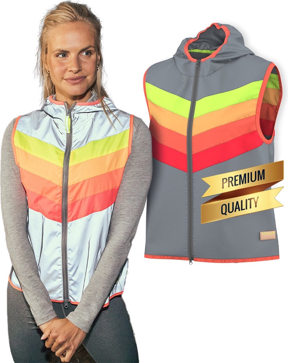 GOFLUO - Reflecterend hesje Darkflow - Veiligheidshesje - Fluo Hesje Volwassenen - Regenboog - XXXL - Grey reflective