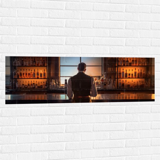 Muursticker - Bar - Barman - 120x40 cm Foto op Muursticker
