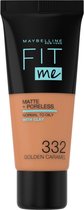Bol.com Maybelline New York - Fit Me Matte + Poreless Foundation - 332 Golden Caramel - Medium Dekkende Foundation met Matte Fin... aanbieding