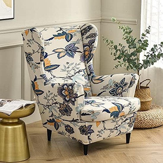 Wingback stoelhoezen 2-delige stretch vleugelstoelhoes voor fauteuil, wasbare fauteuils hoes spandex stof meubelbeschermer voor woonkamer slaapkamer hotel (veren 2 stuks Wingback stoelhoezen 2-delige stretch vleugelstoelhoes voor fauteuil, wasbare fauteuils hoes spandex stof meubelbeschermer voor woonkamer slaapkamer hotel (veren 2 stuks