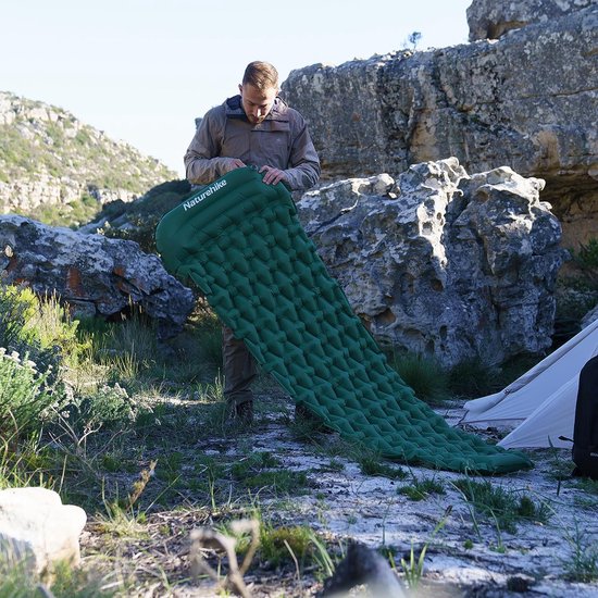 Slaapmat Lichtgewicht enkele slaapmatten Opblaasbaar luchtkussen voor wandelen, backpacken, kamperen, buiten (groen) van Merkloos — afbeelding 3