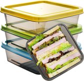 3-pack sandwichcontainers Lunchbox Herbruikbare voedselopslagcontainers Maaltijdvoorbereidingscontainers (enkele sandwich, 590 ml)