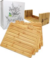 Lobhain Bamboe Snijplankenset met Houder - 28 X 23 CM - Set van 5 snijplanken - Snijplank - Bamboe - Hygienisch En Duurzaam