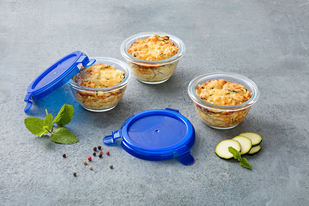 Bol rond avec couvercle Cook & Go - Lot de 5 pièces - Bleu - Pyrex