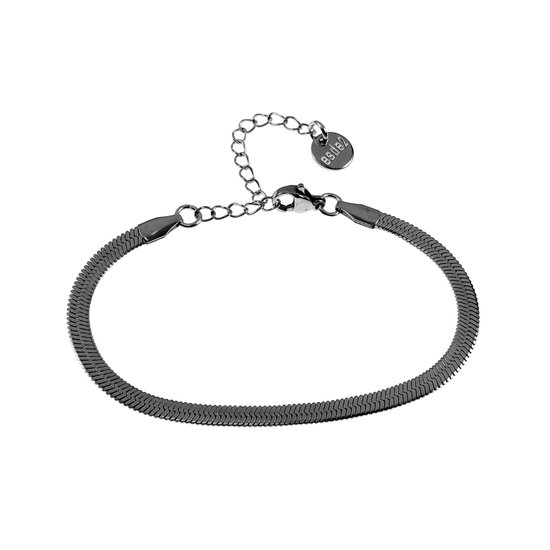 16cm x 21mm Armband Dames - Gepolist RVS - Platte Slangenarmband - Slang Schakelarmband