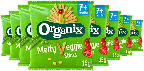 Organix Baby Knabbels 7+ m Groentesticks 15 gr - 8x 15 gr - Voordeelverpakking