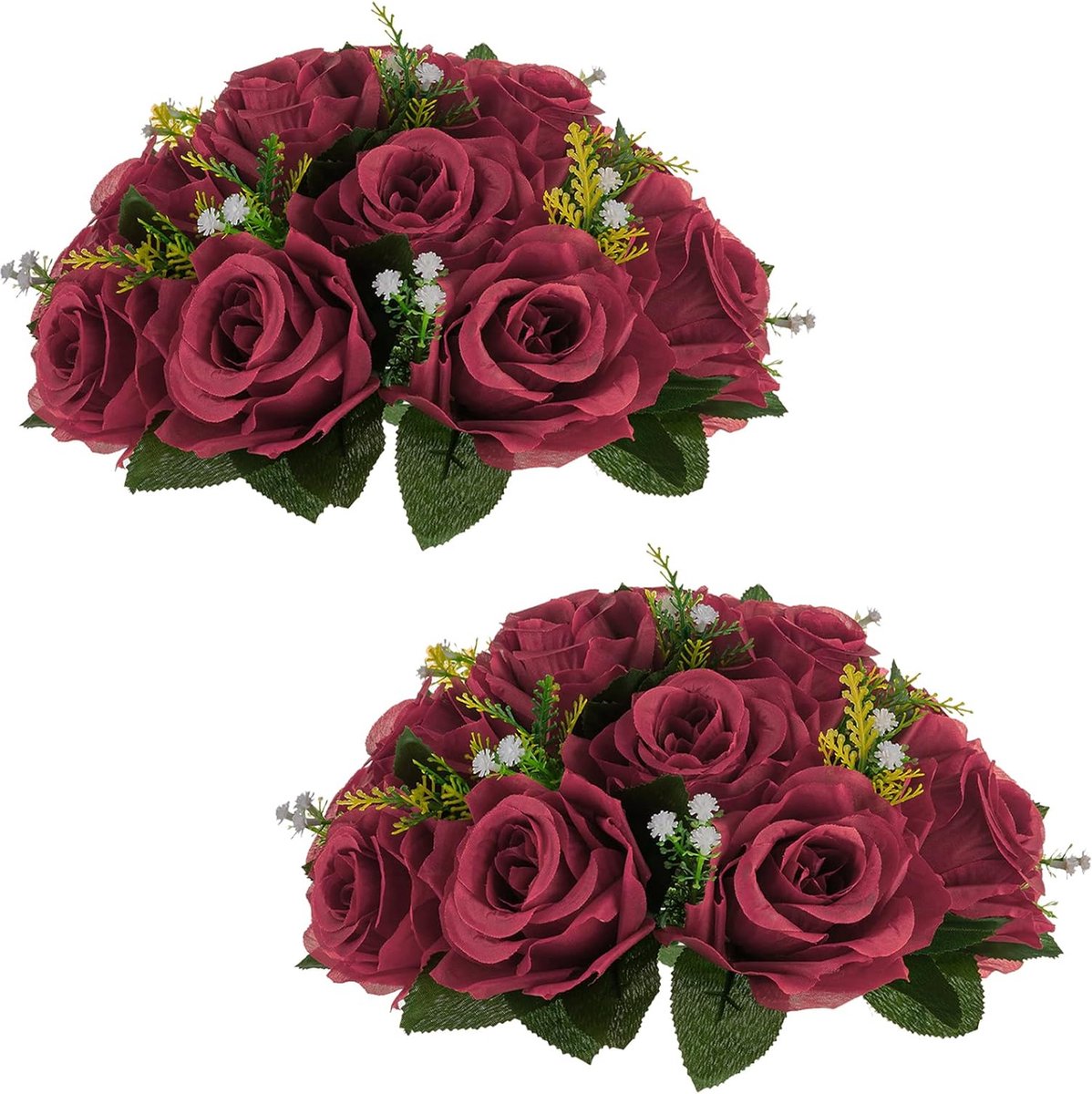 Centres De Table Fleurs Artificielles NUPTIO - 2 Boules Florales De 24 Cm, Roses Bleu Royal Et Blanc, Pour Mariage Ou Déco Maison