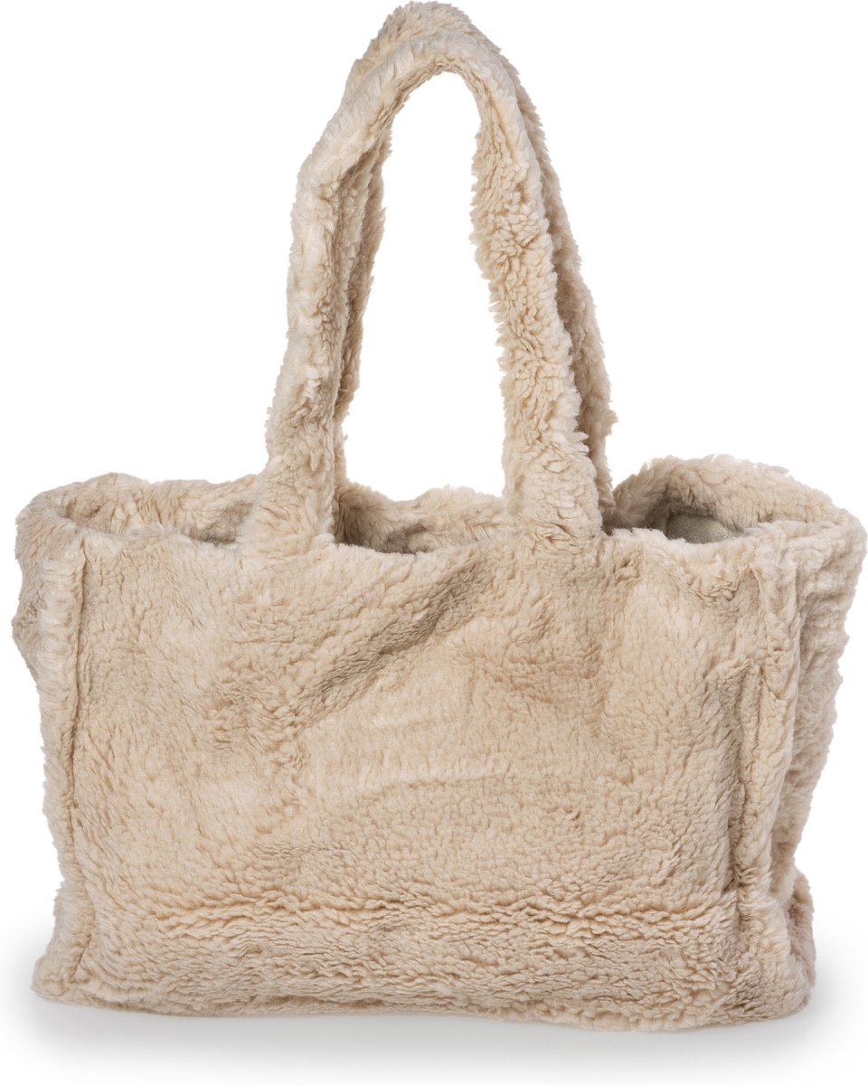 Yucka - Teddy shopper tas - Tote bag - Schoudertas - Draagtas - Handtassen dames - Met druksluiting - Beige