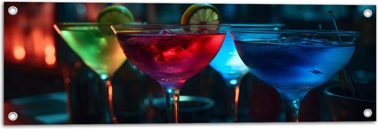 Tuinposter – Bar - Club - Alcohol - Cocktail - Kleuren - 90x30 cm Foto op Tuinposter (wanddecoratie voor buiten en binnen)