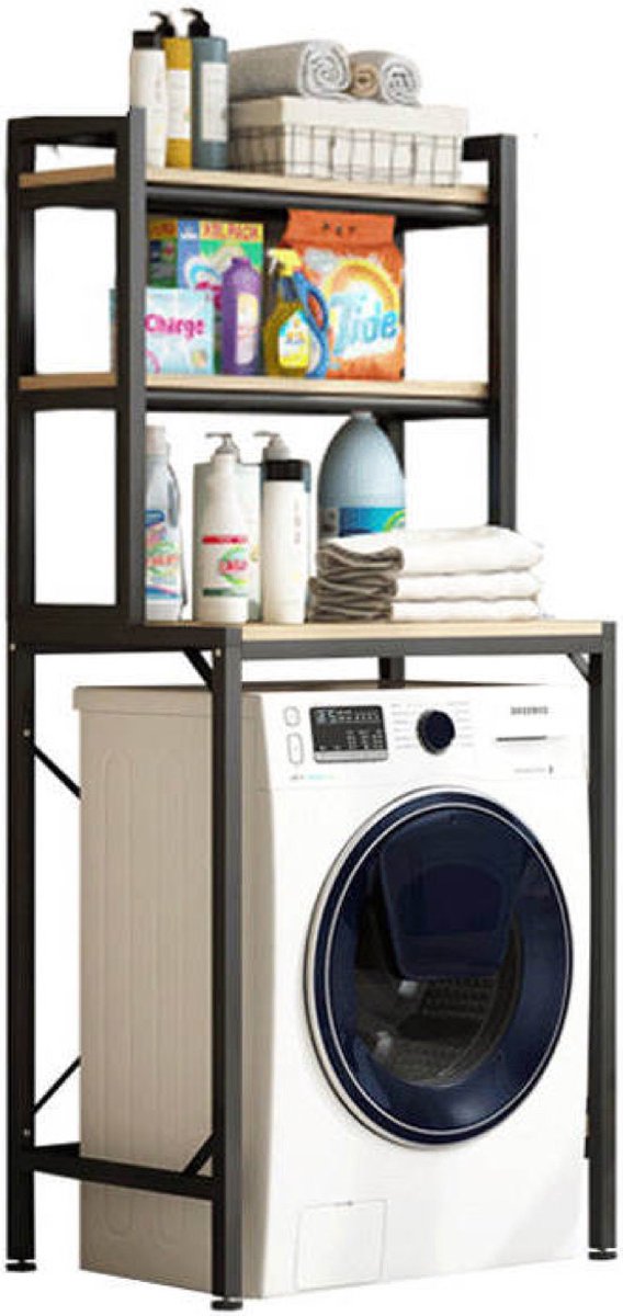 Wasmachinerek, 3 niveaus, badkamerrek, rek voor wasmachine, droger