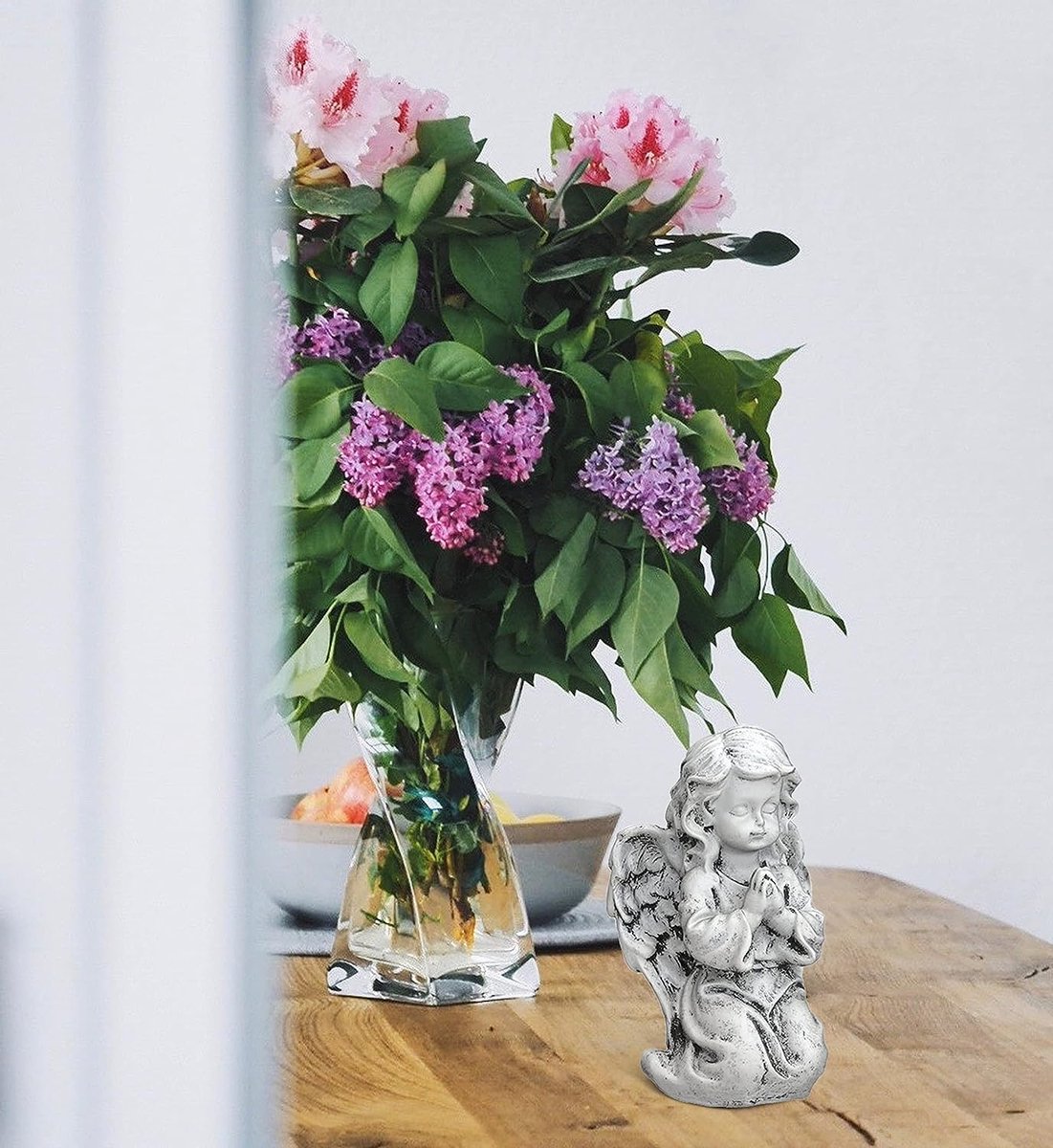 SEWAS Tuinkabouter, rocker met vredesketting, handbeschilderd, weerbestendig, kunsthars, binnen en buiten, tuinfiguur, decoratiefiguur