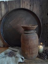 Authentieke Nepalese houten kruik/houten pot